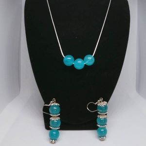 Sterling silver necklace with blue chalcedony